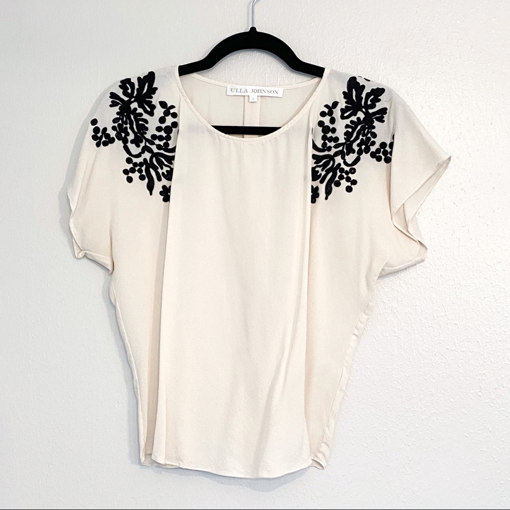 ULLA JOHNSON Silk Floral Embroidered Blouse - Picture 1 of 6